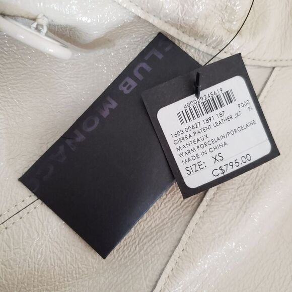 Club Monaco NWT XSmall Bone Tumbled Leather Jacket - Picture 10 of 17